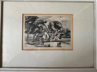 Obraz litografie Hofman Vlastimil 1950