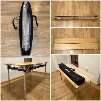 Skládací stůl 120x60 Werkfox,hliník+bambus, NOVÝ