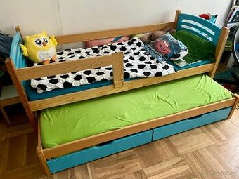 Dětská postel dvoulůžko s matracemi a úložným prostorem