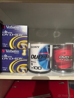 Nové DVD+RW, DVD-R, DVD+R, CD-RW, CD-R