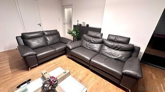 Kožená sedací souprava polohovatelná elektrická