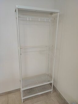 Šatní stojan s úl. prost. na boty, bílá, 78x32x200 cm