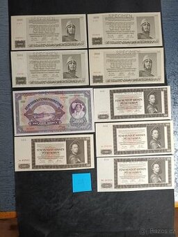 Bankovky 500 korun , 5000 korun , 5000 korun Specimen UNC