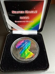 1oz stříbrná mince American Eagle Rainbow Space 2022