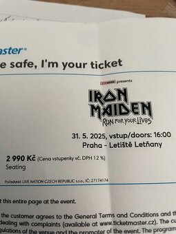 IRON MAIDEN - 2 VSTUPENKY