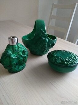 Malachytové (Jade) sklo - 3ks