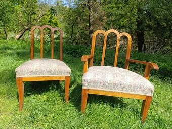 Starožitné čalouněné židle a  křeslo