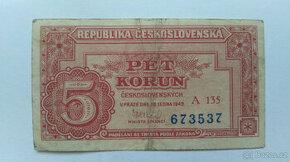 5 Korun, 1949, REPUBLIKA ČESKOSLOVENSKÁ, 8 kusů