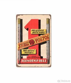plechová cedule - olej SHELL: ČESKÁ reklama z roku 1928