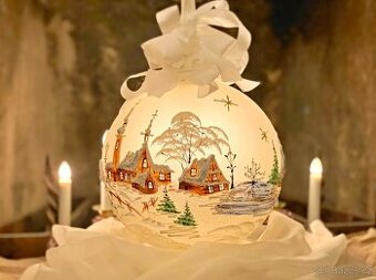Vánoční Lampa Malovaná Zimní vesnička Dekorace, Dárek