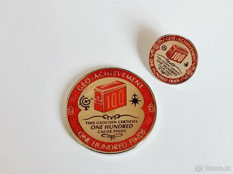 Geocaching Geocoin Achievement set - 100 nálezů