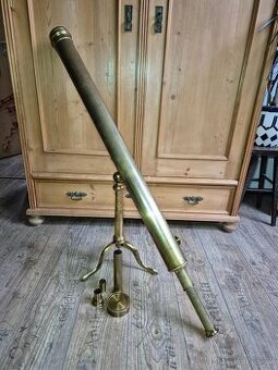 Velký starožitný mosazný dalekohled, 19.st.,Anglie