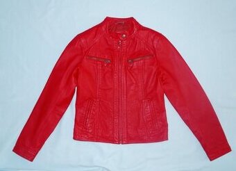 Červená bunda pravá kůže, vel. 38, zn. Sora