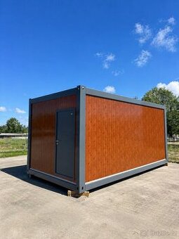 Stavební kontejner 6 x 3 m - dřevěný vzhled, antracit, zatep