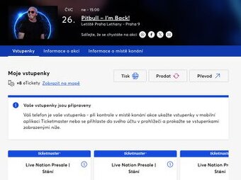 Pitbull - Praha 26.7. 2026 stání