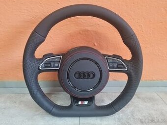 AUDI MULTIFUNKCNY VOLANT S AIRBAGOM A PADLAMI, červená niť