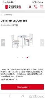 Jídelní sada stůl a 2 židle