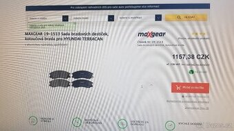 Hyunday Terracan,brzdové destičky/přední náprava