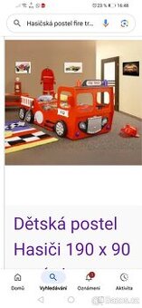 Dětská autopostel Hasiči