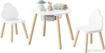 Dětský stůl a židle WOLTU,bílá sada nábytku do herny