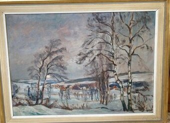 Obraz zimni krajina signovany