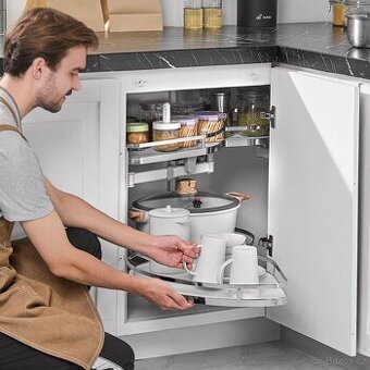 Dvoupatrový výsuvný organizér do slepého rohu, levé otvírání