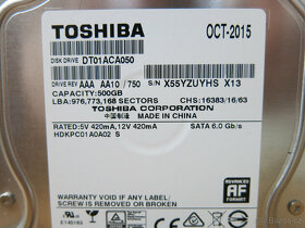 pevný 3.5" disk Toshiba 3.5" 500GB SATA