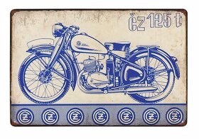 cedule plechová - motocykl ČZ 125 t (dobová reklama)
