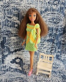Barbie - šatičky s kabelkou na panenku, zeleno-žluté