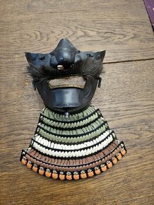 Stara Japonska Železná válečná samurai maska - Menpo