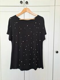 Černý top s perličkami H&M, vel. 38/40