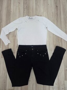 Nádherné džíny W28/L34, Zara svetřík vel. M