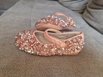 Dívčí balerinky baleriny růžové vel 30 třpytivé s kamínky