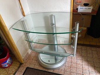 Vintage televizní skleněný otočný stolek
