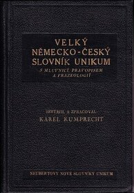 Prodám nový německo-český slovník Unikum-rok 1935.