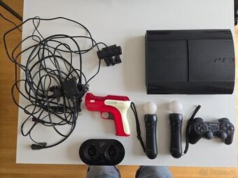 PlayStation 3 Super Slim, 500GB, Move,15 her + příslušenství