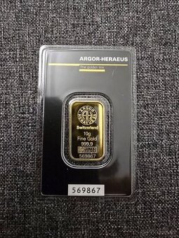Zlatý slitek 10 g Argor Heraeus