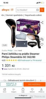Parní žehlička na prádlo Steamer Philips Steam&Go GC 362/80