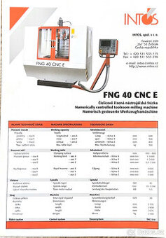 Prodám CNC frézku FNG 40 CNC E s řízením Heidenhain