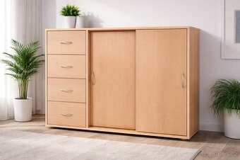 Policová komoda se 4 zásuvkami. Buk