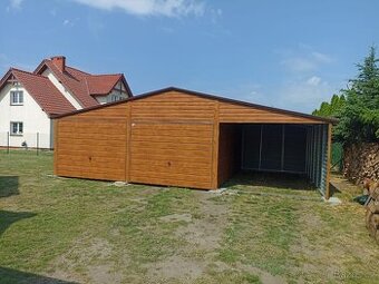 Plechová garáž 9x5m.