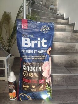 Brit Premium by Nature Senior L+XL 15 kg+Lososový olej 1000