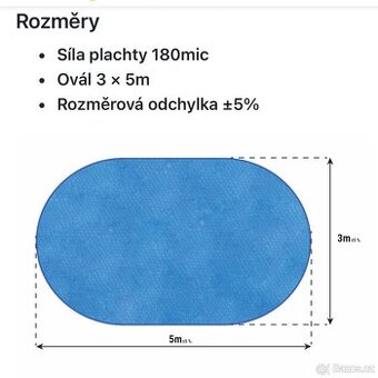 Solární plachta ovál 3x5m