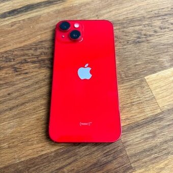 iPhone 14 128GB červený, pěkný stav, 12 měsíců záruka