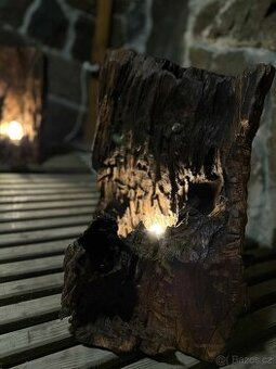 Originální ručně vyráběná lampa z třešňového dřeva