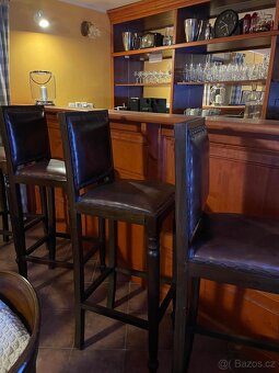 Barová židle teak/kůže