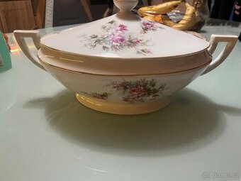 Starožitná porcelánová mísa s víkem – Rakousko-Uhersko, cca