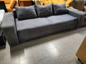 Pohovka tmavě šedivá rozkládací s úložným prostorem