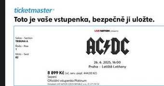 AC/DC -2x vstupenka na sezení v první řadě