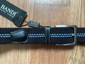 Nový pánský pružný opasek Bandi -L/XL, černý s modrými pruhy